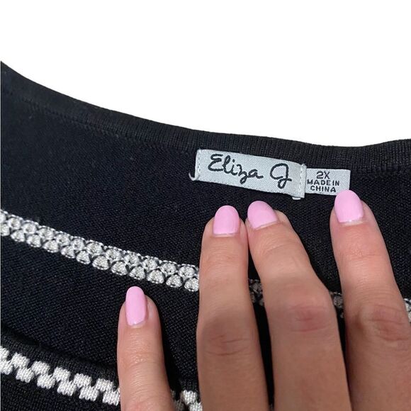 Eliza J Sweater Knit Fit & Flare Long Sleeve Midi Dress Size 2X - Picture 6 of 7